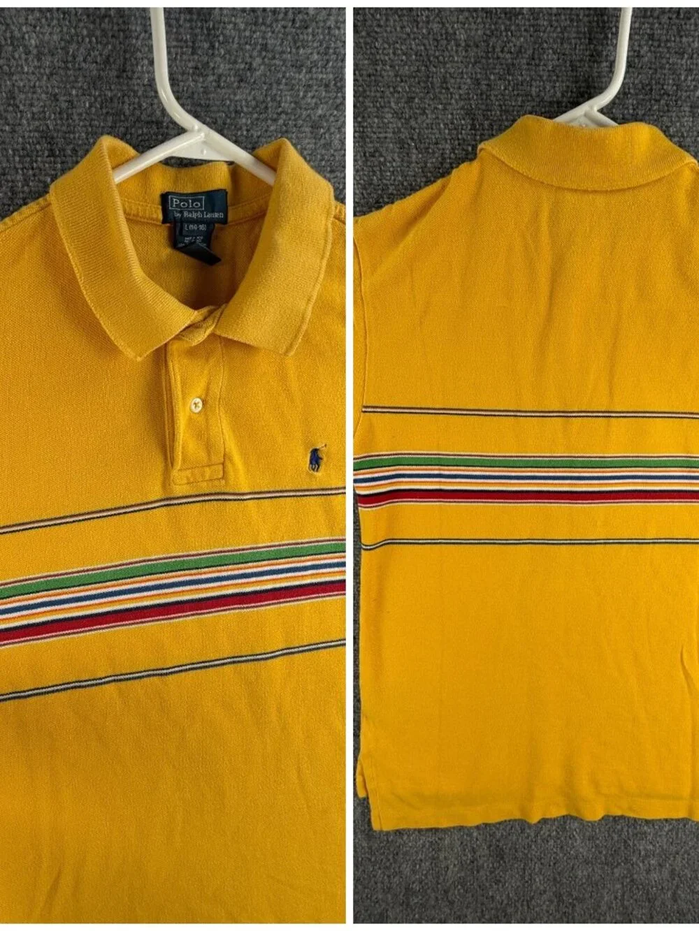 Polo Ralph Lauren Boys Polo Striped Yellow Green Blue Pony Logo Large 14/16